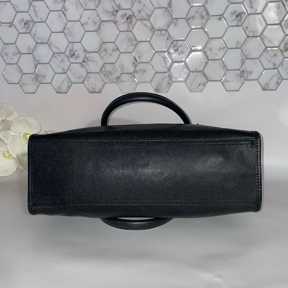 Elegant Cole Haan Valise Kendra Black Leather Satchel Handbag - Picture 5 of 13